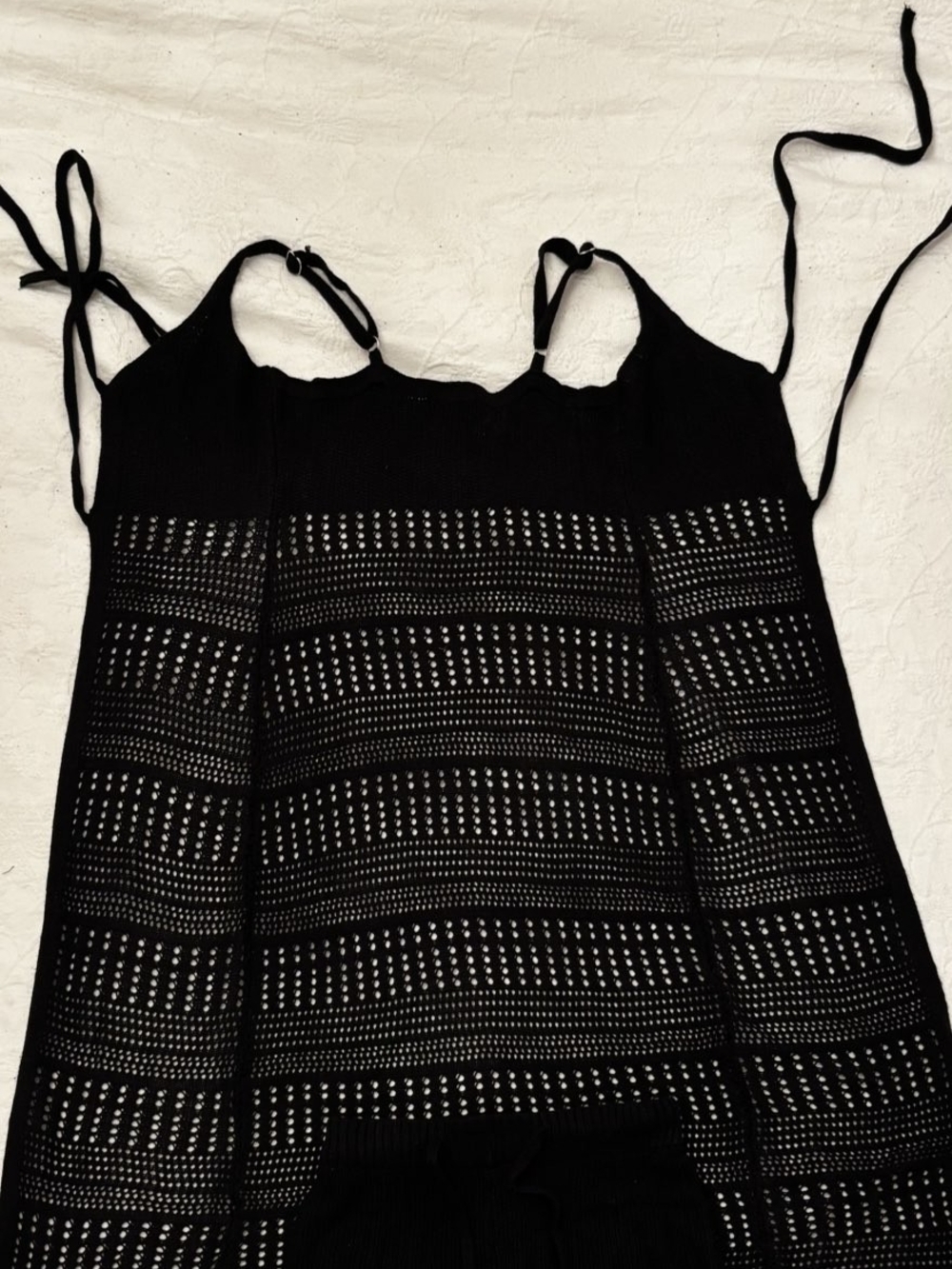Fashion Nova Black Crochet Tie-Front Long Swim Coverup - Picture 3 of 3